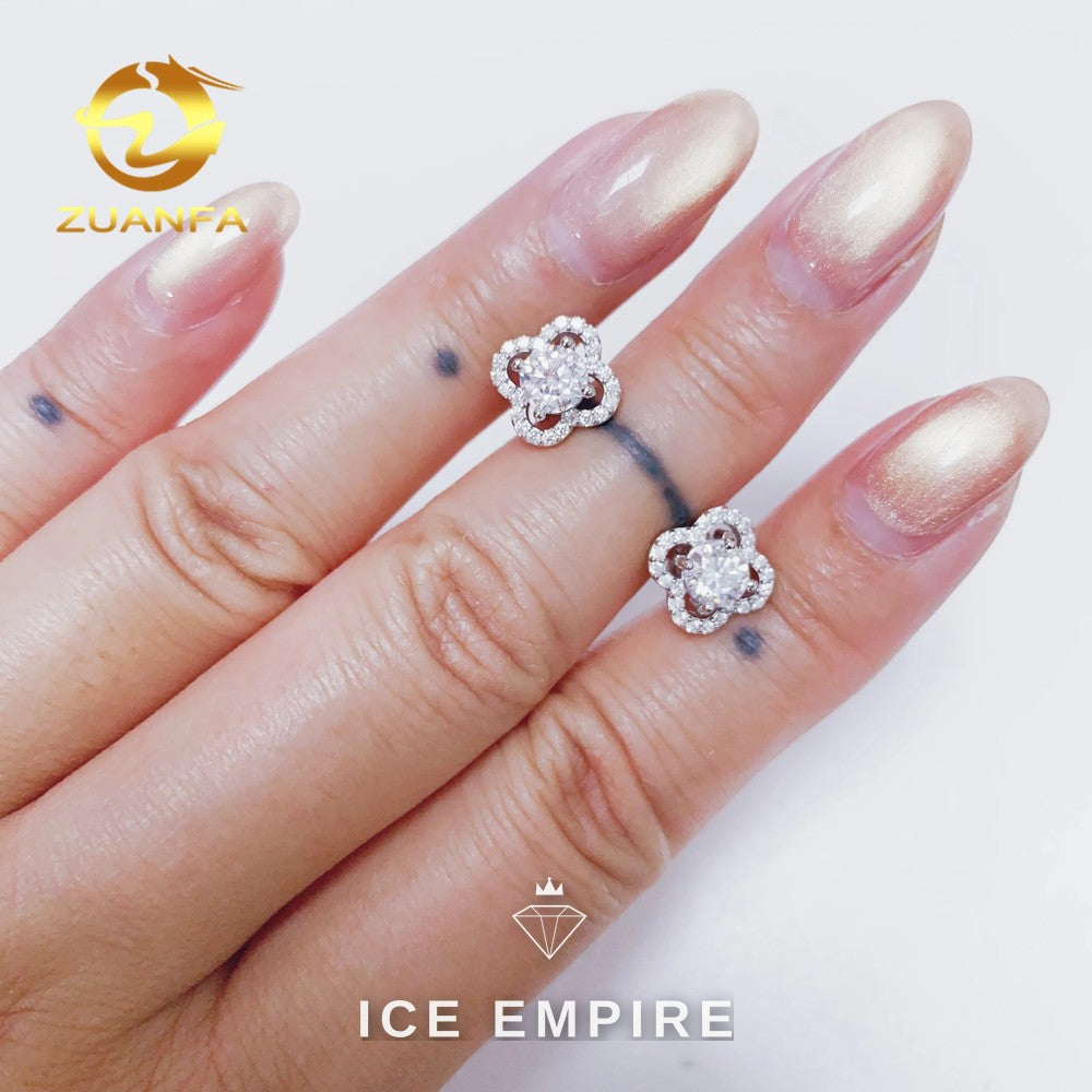 Iced Out 925 Silver Moissanite Stud Earrings