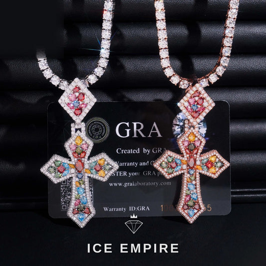 Iced Out Cross 925 Silver Pendant