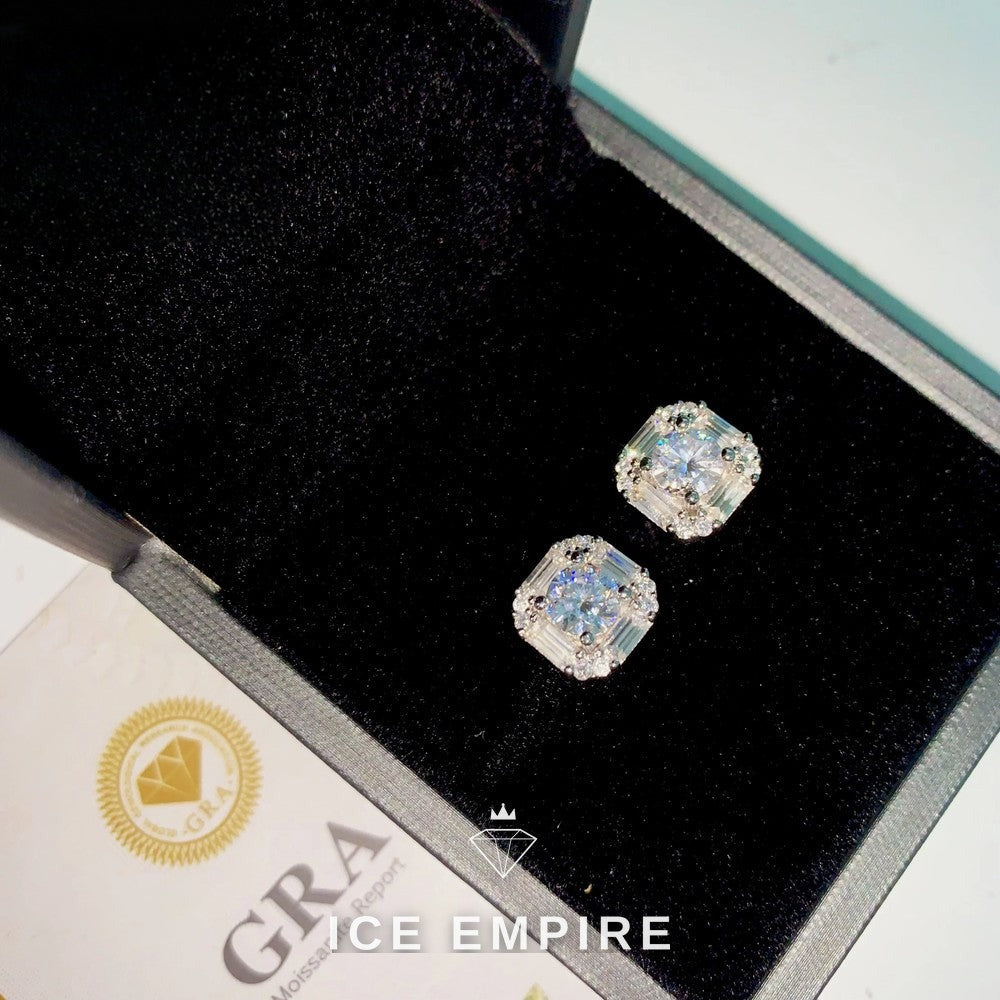 Iced Out 925 Silver Moissanite Stud Earrings