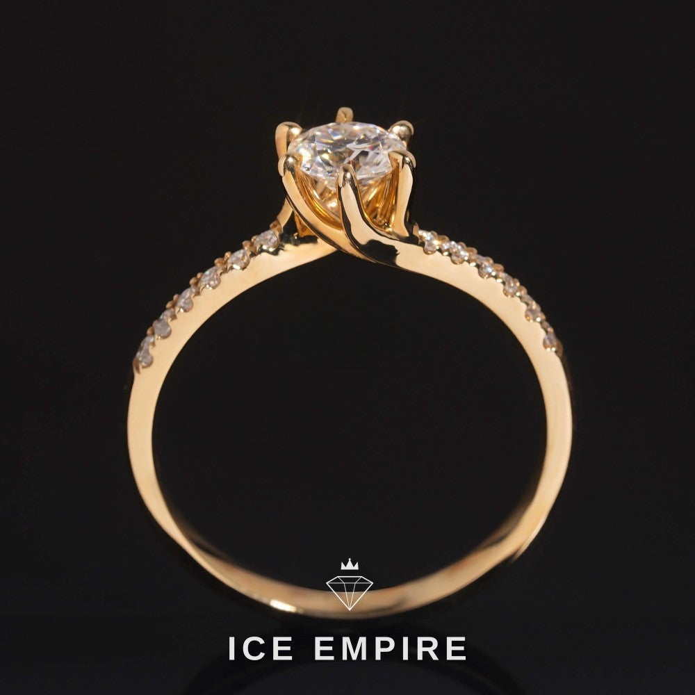 Iced Out 14K Gold Moissanite Engagement Ring