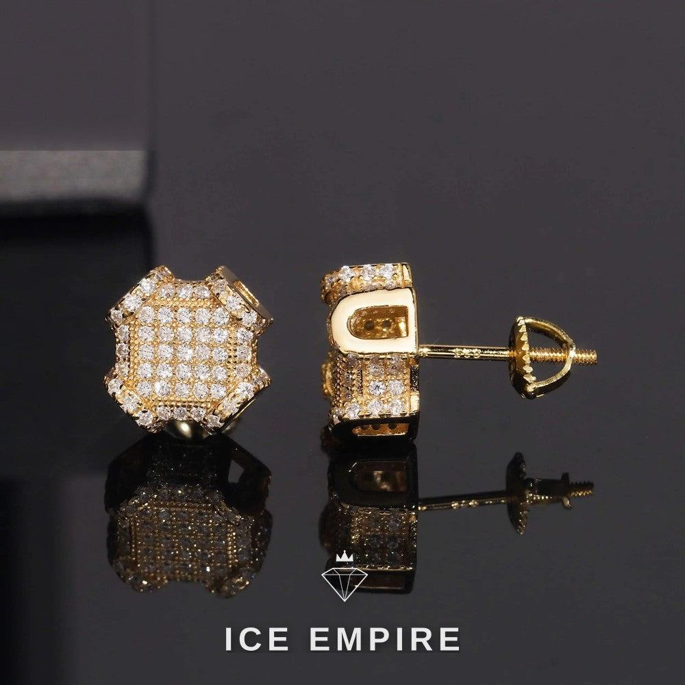 Iced Out 925 Silver Moissanite Stud Earrings