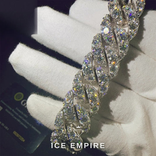 Iced Out 925 Silver Moissanite Cuban Chain
