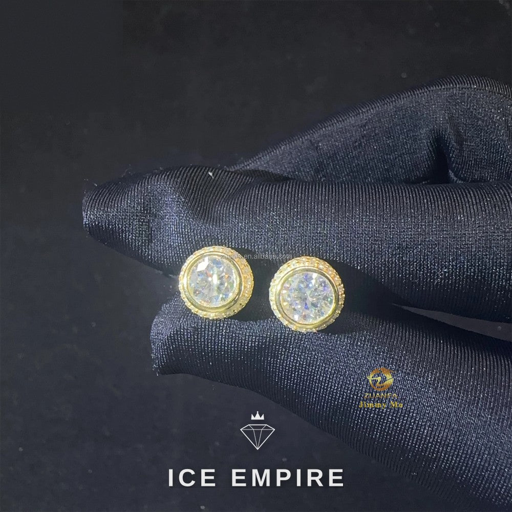 Iced Out Rose Gold Plated Moissanite Stud Earrings
