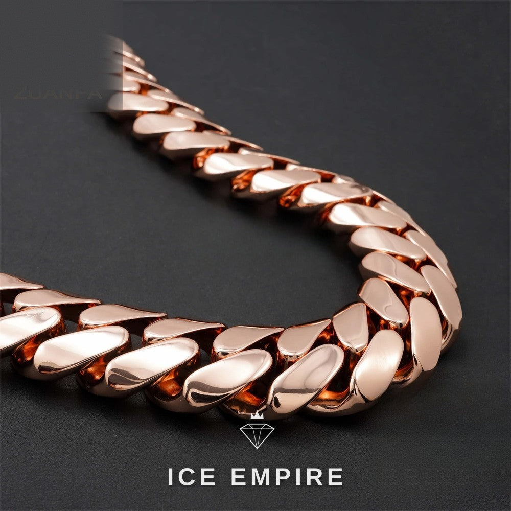 Iced Out Rose Gold Plated Cuban Chain