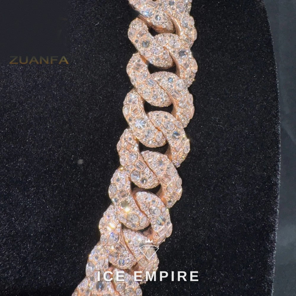 Iced Out Rose Gold Plated Moissanite Cuban Chain