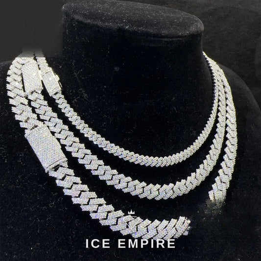 Iced Out 925 Silver Moissanite Cuban Chain