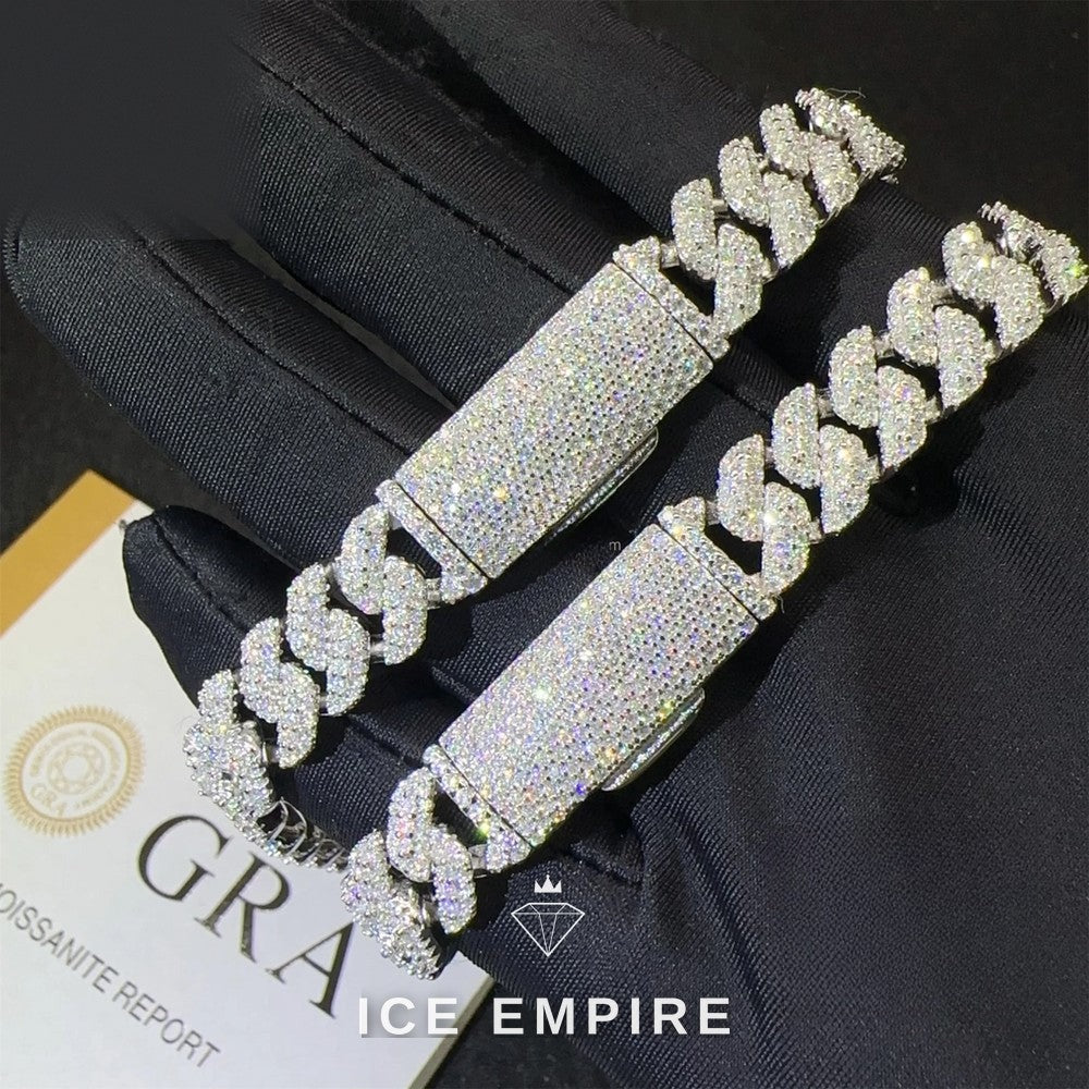 Iced Out 925 Silver Moissanite Cuban Chain