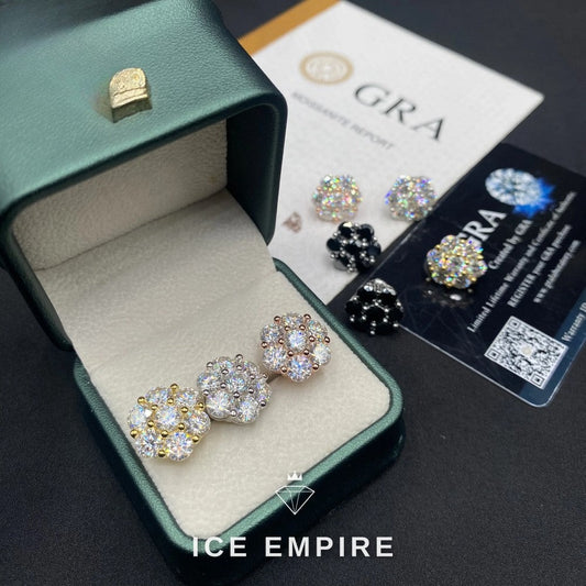 Iced Out Cluster 925 Silver Moissanite Stud Earrings