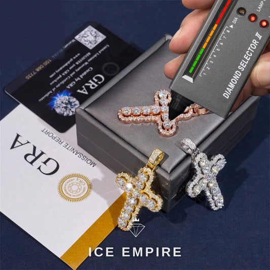 Iced Out Cross 925 Silver Moissanite Pendant