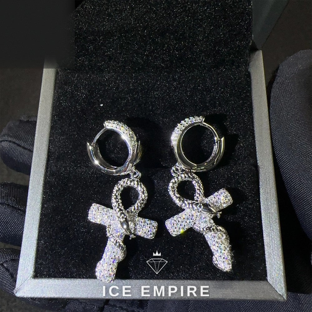 Iced Out 925 Silver Moissanite Hoop Earrings