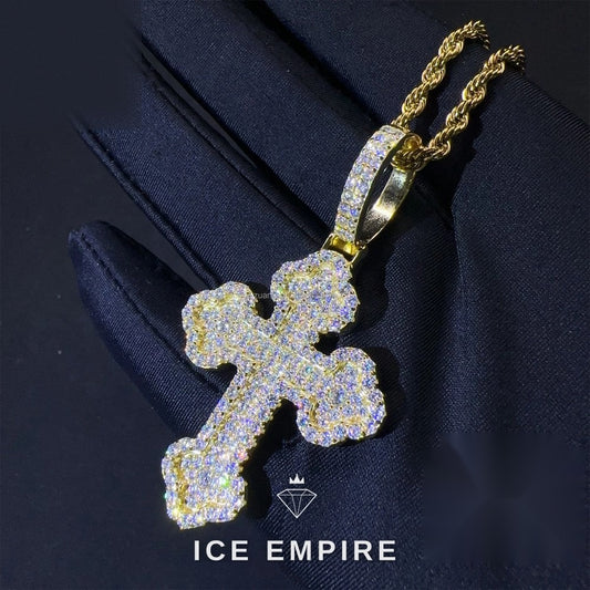Iced Out Cross 925 Silver Pendant