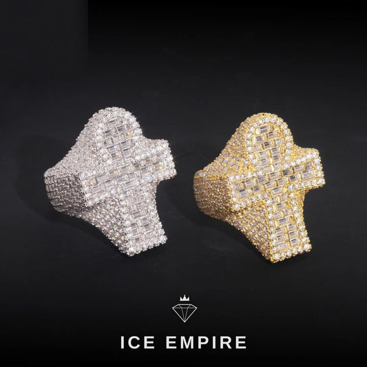 Iced Out Baguette Rose Gold Plated Moissanite Ring