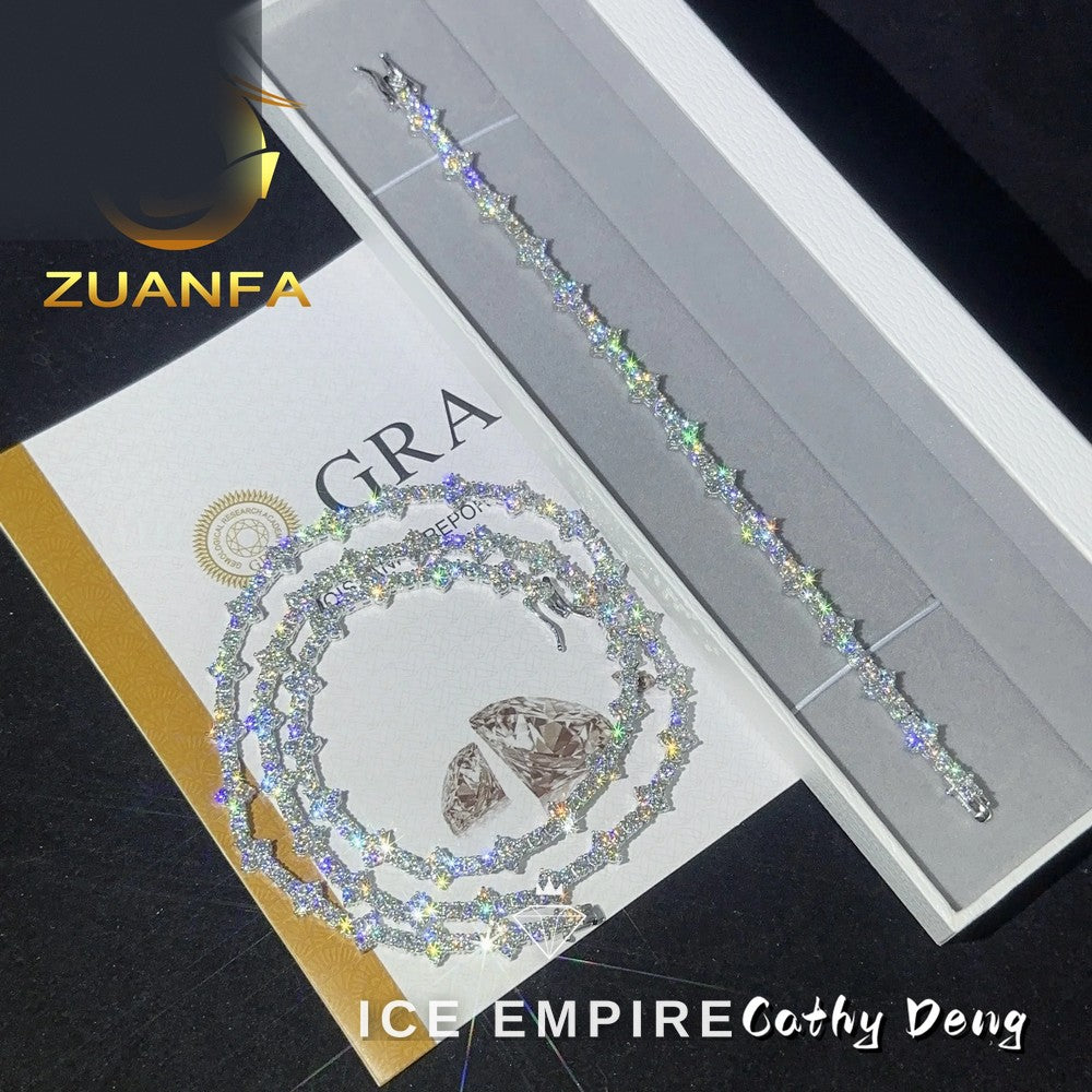 Iced Out Cross Rose Gold Plated Moissanite Cuban Chain