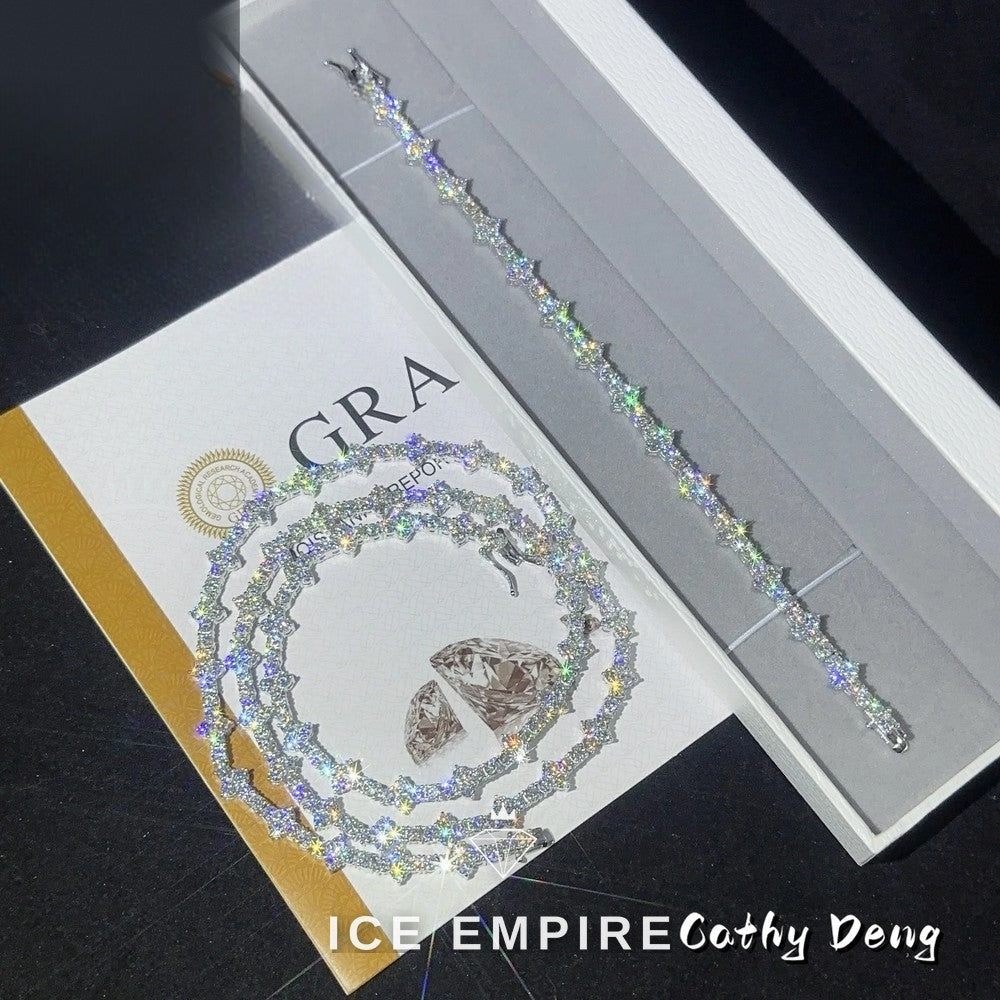 Iced Out Cross Rose Gold Plated Moissanite Cuban Chain