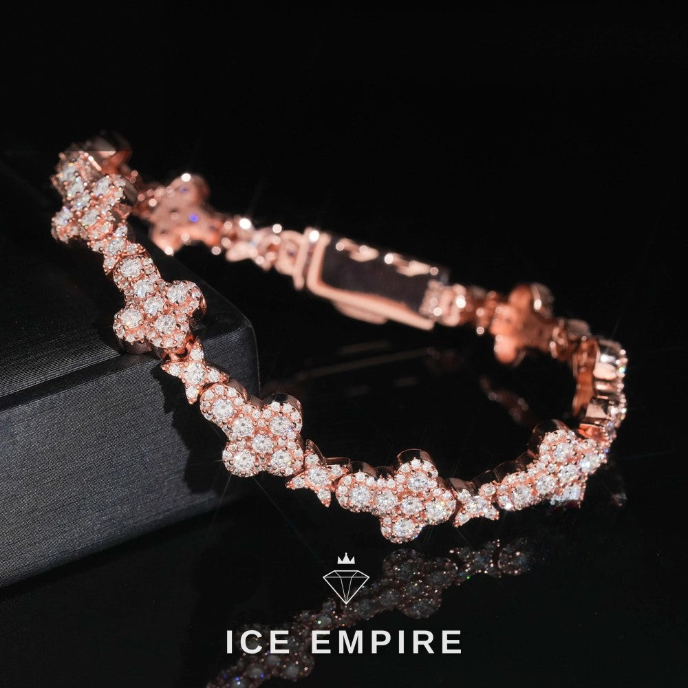 Iced Out Cross 14K Gold Moissanite Tennis Chain