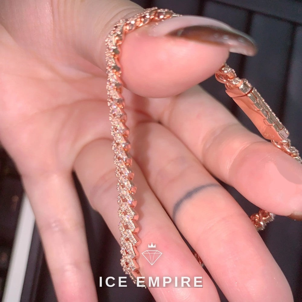 Iced Out Rose Gold Plated Moissanite Cuban Chain