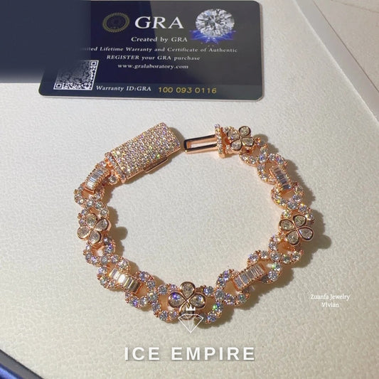 Iced Out Rose Gold Plated Moissanite Cuban Chain