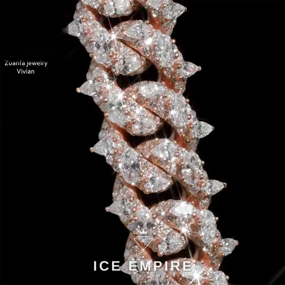 Iced Out Rose Gold Plated Moissanite Cuban Chain