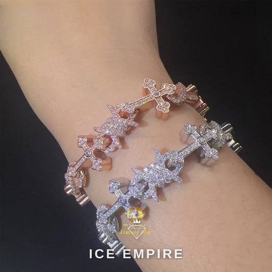 Iced Out Cross Rose Gold Plated Moissanite Cuban Chain