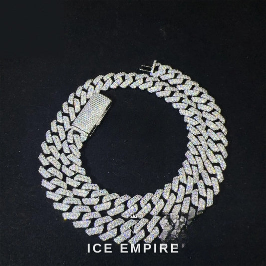 Iced Out 925 Silver Moissanite Cuban Chain