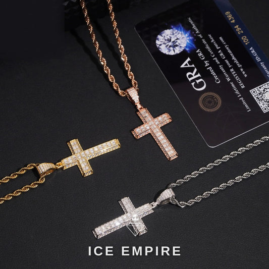 Iced Out Cross 925 Silver Moissanite Pendant
