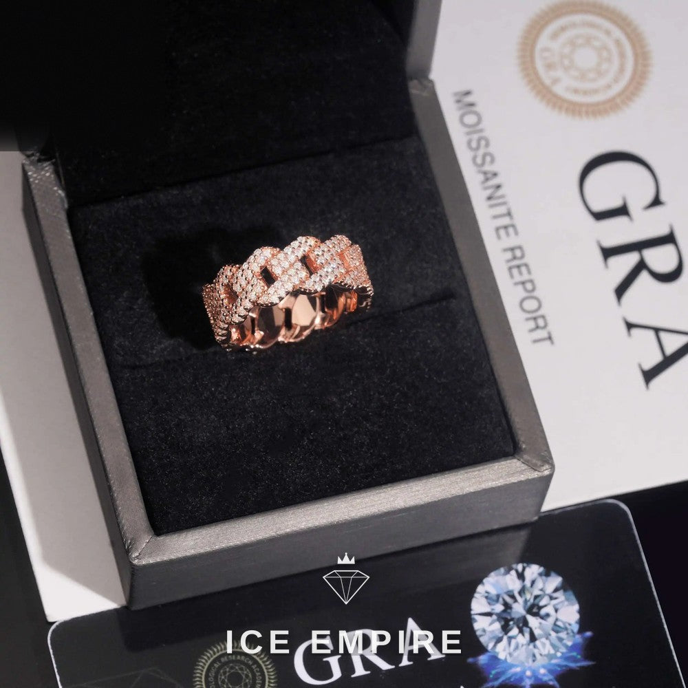 Iced Out Rose Gold Moissanite Cuban Chain