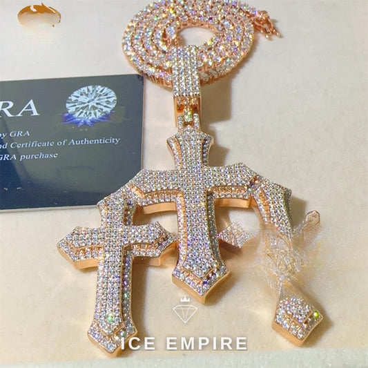 Iced Out Cross 925 Silver Pendant