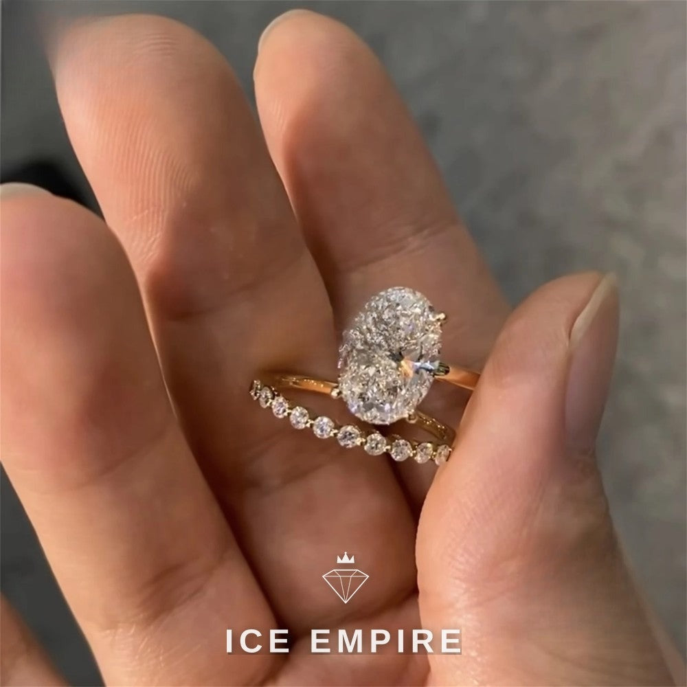 Iced Out Gold Plated Lab Grown Diamond Engagement Ring