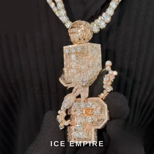 Iced Out Rose Gold Moissanite Pendant