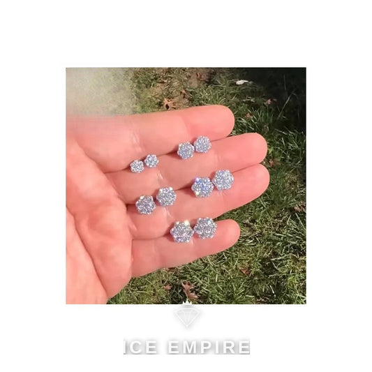 Iced Out Cluster 925 Silver Moissanite Stud Earrings