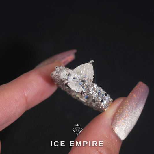 Iced Out 925 Silver Moissanite Engagement Ring