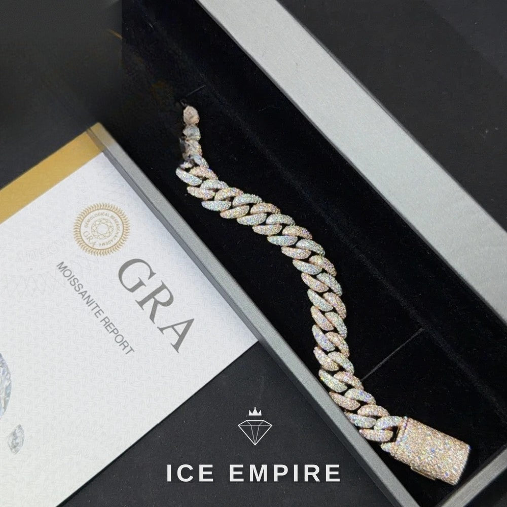 Iced Out 925 Silver Moissanite Cuban Chain