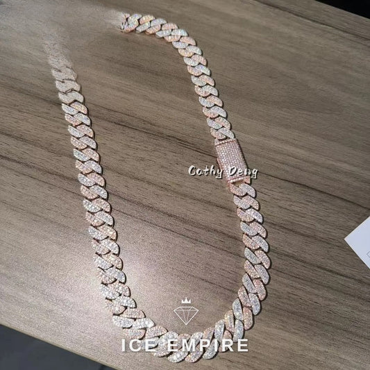 Iced Out Rose Gold Plated Moissanite Cuban Chain