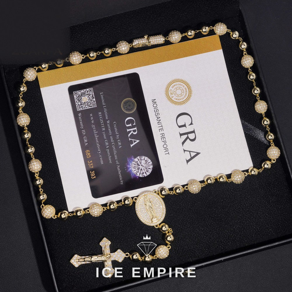 Iced Out Cross Rose Gold Plated Moissanite Cuban Chain