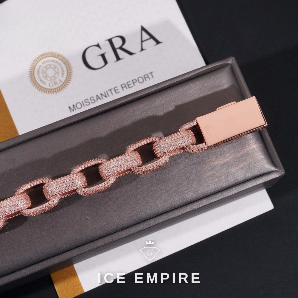 Iced Out Rose Gold Plated Moissanite Cuban Chain