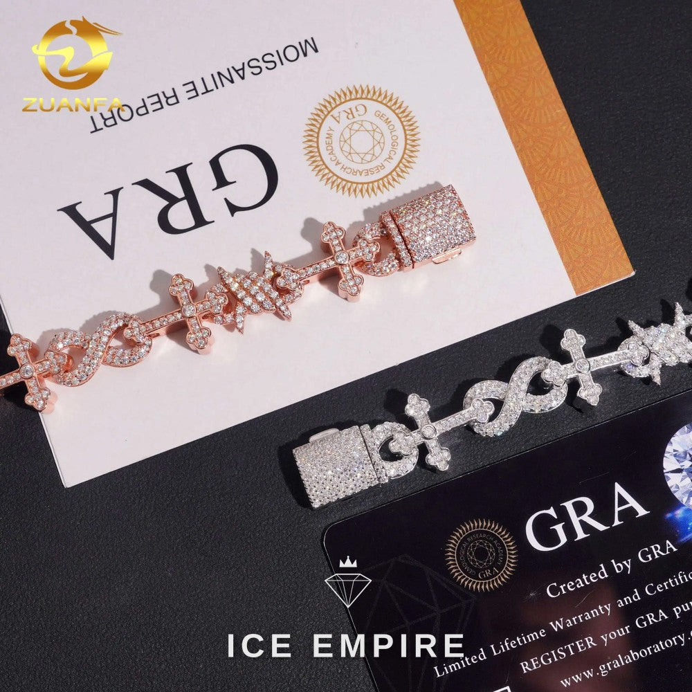 Iced Out Cross Rose Gold Plated Moissanite Cuban Chain