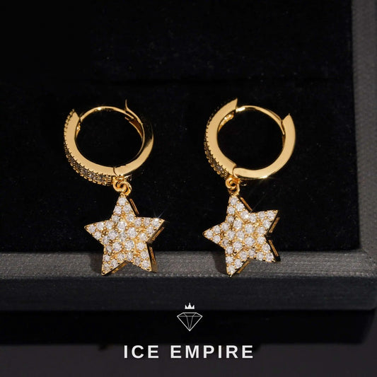 Iced Out Gold Plated Moissanite Hoop Earrings