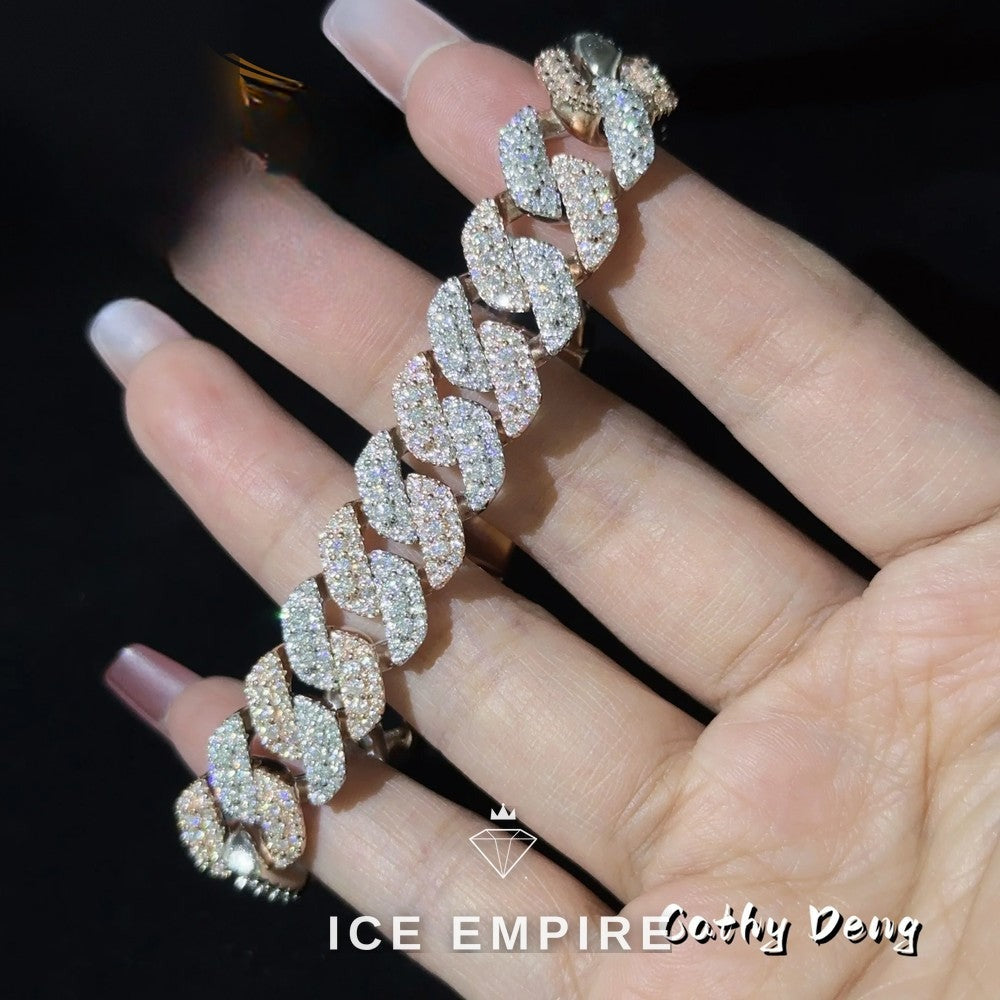 Iced Out Rose Gold Plated Moissanite Cuban Chain