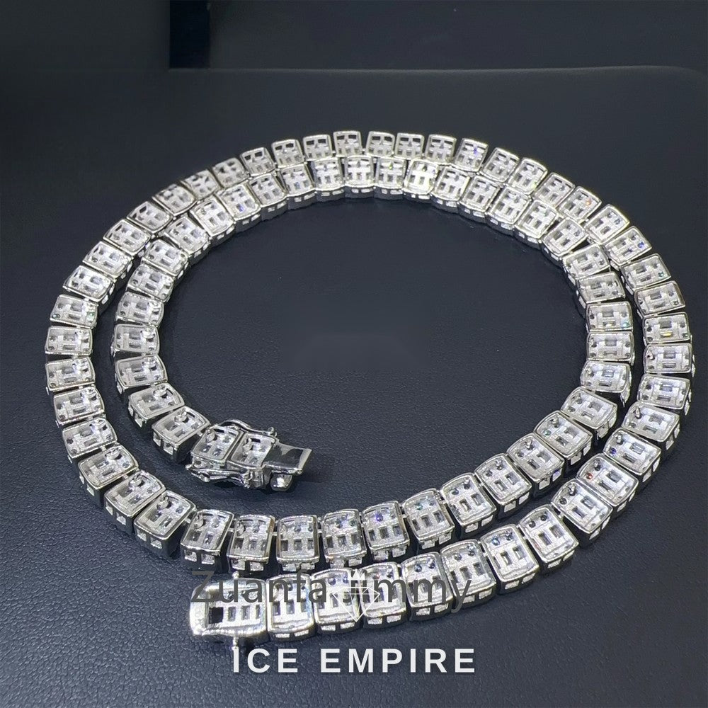 Iced Out Baguette Rose Gold Plated Moissanite Cuban Chain