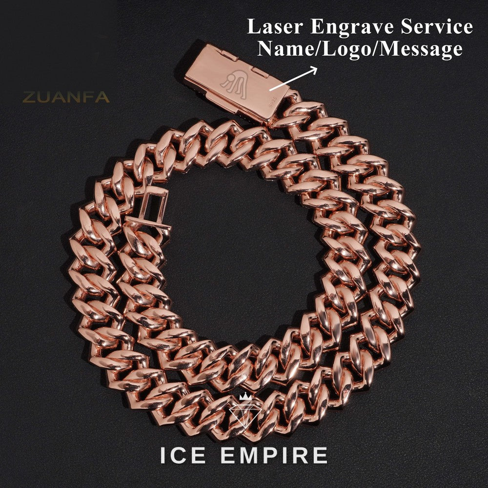 Iced Out Baguette Rose Gold Plated Moissanite Cuban Chain