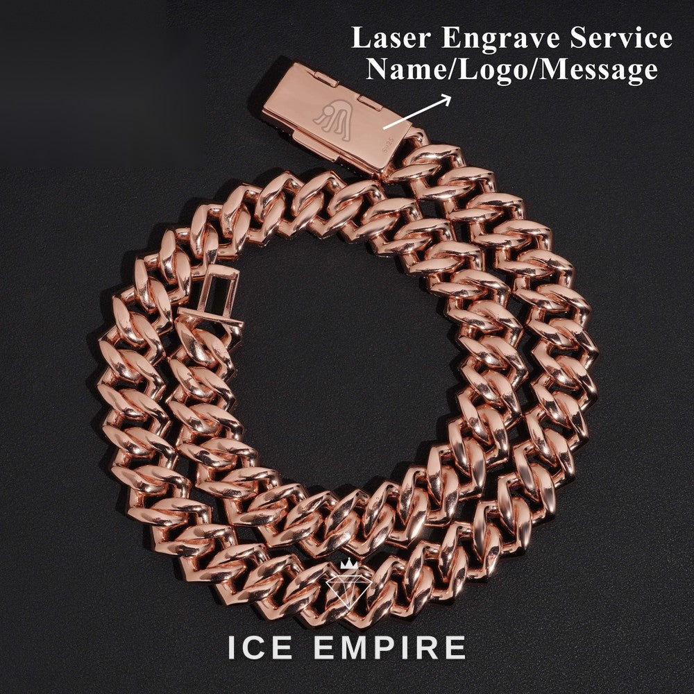 Iced Out Baguette Rose Gold Plated Moissanite Cuban Chain