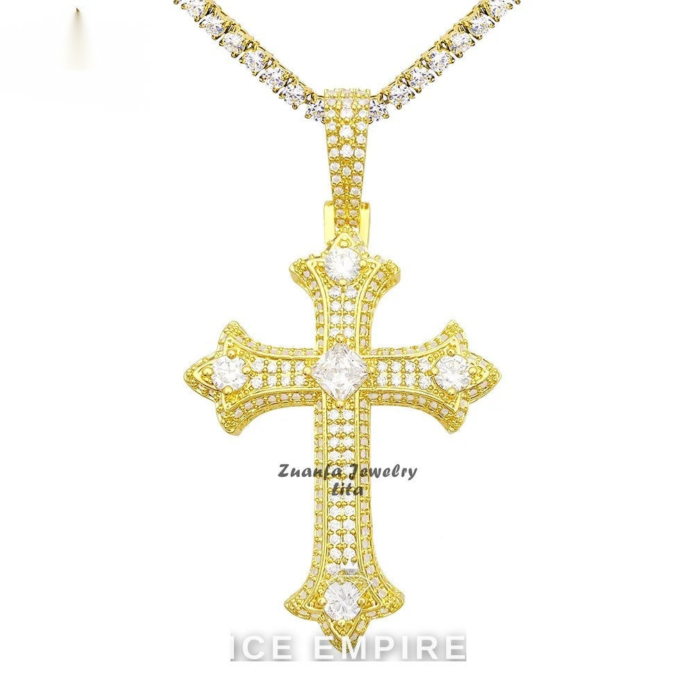 Iced Out Cross 925 Silver Moissanite Pendant