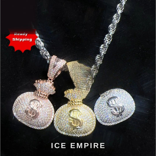 Iced Out Rose Gold Plated Moissanite Pendant