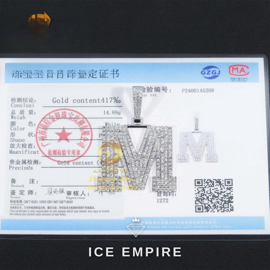 Iced Out 10K Gold Moissanite Pendant