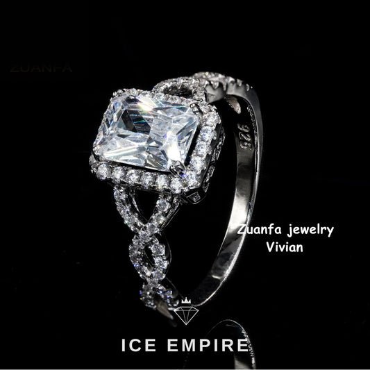 Iced Out 925 Silver Moissanite Ring