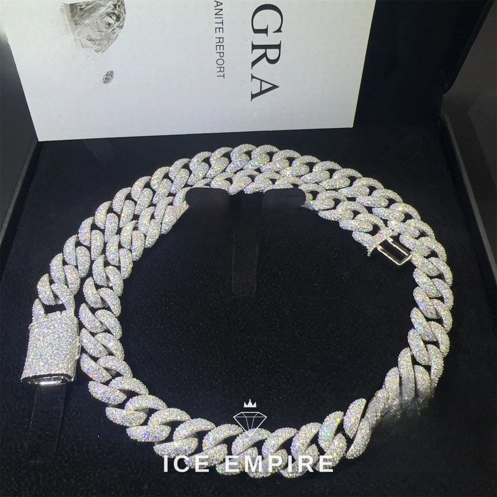 Iced Out 925 Silver Moissanite Cuban Chain