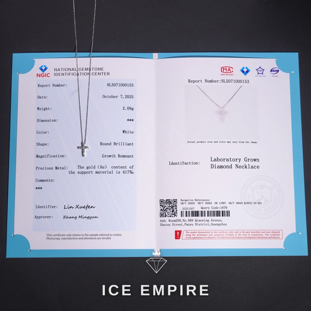 Iced Out Cross 10K Gold Lab Grown Diamond Chain