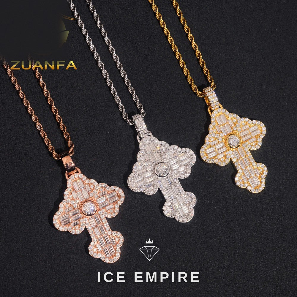 Iced Out Baguette Rose Gold Plated Moissanite Pendant