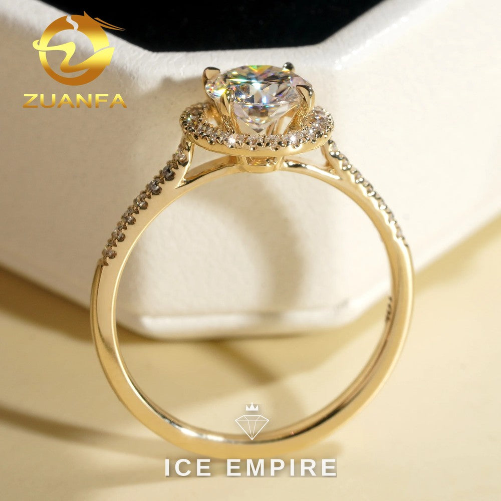 Iced Out 10K Gold Moissanite Engagement Ring