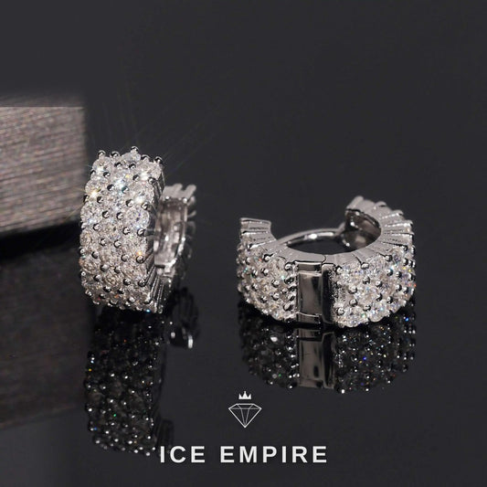 Iced Out 925 Silver Moissanite Hoop Earrings